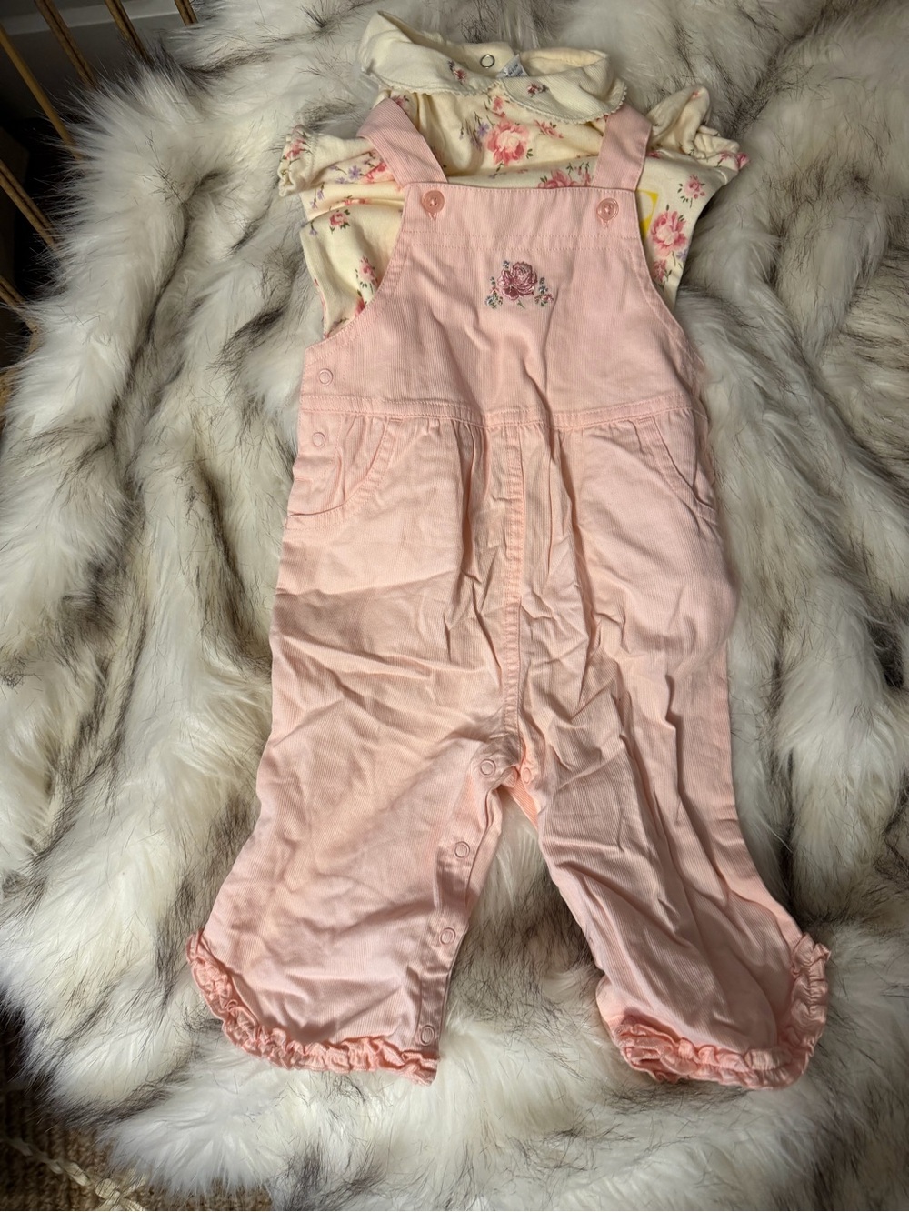 NWT Gymboree Baby Girls' Pink Floral Embroidered Overalls
